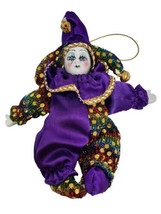 Purple Jester Doll Magnet Ornament Party Favor Mardi Gras - £6.60 GBP