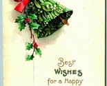Mistletoe Bell Holly Ribbon Best Wishes Happy Christmas 1909 DB Postcard I7 - $6.88
