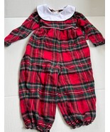The Beaufort Bonnet Company Long Romper Bubble Red Christmas Tartan Baby... - $68.38 CAD