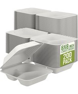 Compostable Bagasse Clamshell Take Out Containers | 200 Pack | Natural - £56.51 GBP