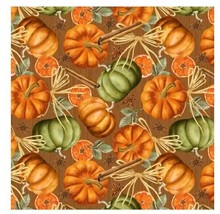 David Textiles Fabric, 1 Yard 36&quot; X 44&quot;, Fall, Pumpkins, Oranges - £7.80 GBP