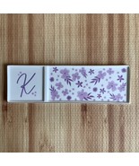 Fig &amp; Fern Floral Ceramic Monogrammed Tray &quot;K&quot; Gold Rim Purple White 12.... - $457.04 MXN