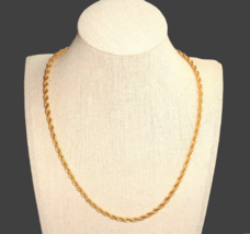 Vtg Vintage Gold Tone Twisted Cable Rope Chain Necklace 18.5&quot; Jewelry Mi... - £12.50 GBP