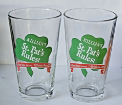 Lot of 2 Killian&#39;s St. Pat&#39;s Rules Beer Bar Pub Pounder Glasses 16oz 5 7/8&quot; Tall - $14.92