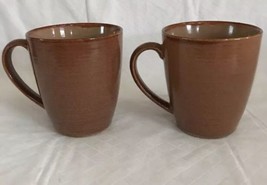 Sango Roma Caramel Mugs / Cups Pair 4&quot; Tall   #4815 Slightly Ribbed Outer - £11.98 GBP