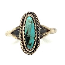 Vintage Sterling Silver Native American Navajo Neveda Turquoise Stone Ring 5 3/4 - £28.87 GBP