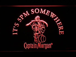 IT&#39;s 5 pm Somewhere Captain Morgan LED Neon Sign Home Decor, Pub, Club, Art  - £20.39 GBP+