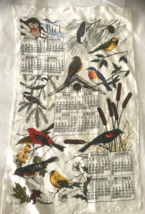Vintage 1971  Calendar Wild Birds Linen Kitchen Tea Towel Batchelder - £9.46 GBP