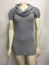 2B bebe S Gray Cotton Sweater Mini-Dress Cowl Neck Cap Sleeves BodyCon - £22.32 GBP