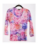 Kenny Dana V Neck flower blouse women size small - $14.99