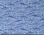 Cotton Sharks Fish Ocean Sea Animals Aquatic Blue Fabric Print by Yard D... - £10.26 GBP
