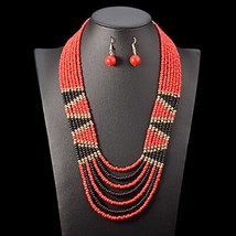 UDDEIN African bead jewelry sets bohemian necklace &amp; pendant multi layer wedding - £25.00 GBP