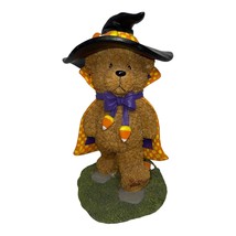 Vintage Halloween Resin Teddy Bear Figurine WITCH Hat Cape Costume Candy Corn - £16.80 GBP