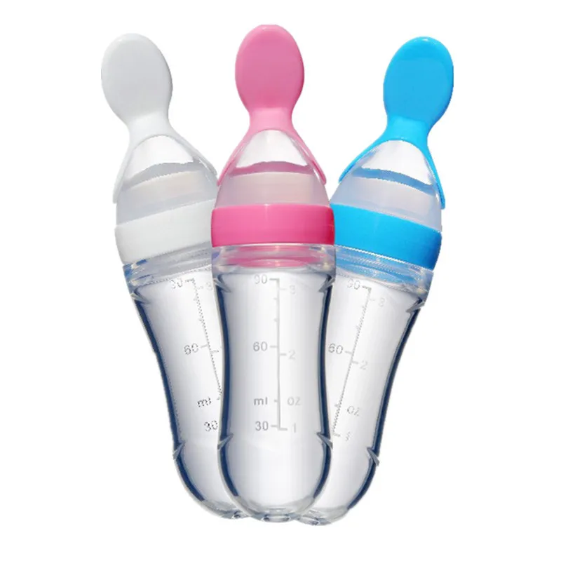 House Home Squeezing Feeding Bottle Silicone Newborn Baby Training Rice Spoon In - £19.65 GBP