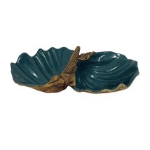Vtg 1980’s Terrafirma Ceramics Pottery Double Seashell Candy Dish Bowl W/ Handle - £34.10 GBP