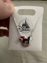 Disney Parks Minnie Mouse Icon Letter E Silver Color Necklace Child Size NEW image 3