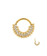 Gold Plated Stainless Steel Septum Ring Clicker with Multi Crystals - £12.49 GBP