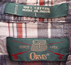 ORVIS Patchwork Plaid Shirt-L-Cotton-Green/Blue-Button Collar-Pocket-RN7... - £29.99 GBP