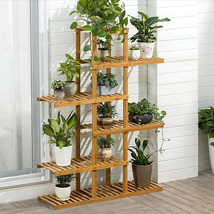 38" Carbonized Wooden Flower Pot Display Stand Plant Rack Garden Planter Shelves - £95.70 GBP