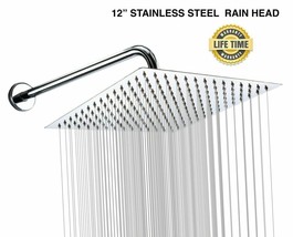 NEW 12&quot; Thin Square Rain Shower Head Stainless Steel Chrome - 144 Jets  IN STOCK - £29.26 GBP