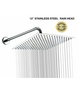 NEW 12&quot; Thin Square Rain Shower Head Stainless Steel Chrome - 144 Jets  ... - $37.04