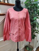 Blair Womens Solid Pink Cotton Long Sleeve Full Zip Front Casual Jacket Size 2XL - £25.92 GBP