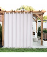 Linen Look Indoor/Outdoor Curtains, 105 X 84 Inch, White, Set Of 2 Panel... - £126.49 GBP