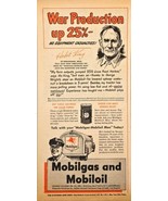 WWII-1944 VTG Print Ad-MOBILGAS and MOBILOIL-War Production up 25%-Herbe... - $14.21