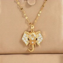 1.20Ct Round Cut Lab-Create Diamond Elephant Face Pendant 14k Yellow Gold Plated - $274.39