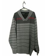Akademiks Men&#39;s Big &amp; Tall Striped Cardigan Sweater Size 4XL Gray Black Red - $98.52 CAD