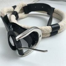 Zara Rope Belt S Black Ivory Adjustable Twisted Loop Waist Cinch Casual ... - $18.50