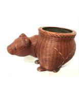 Vintage Chinese Shanghai Handicrafts Woven Wicker Basket Planter Bear Ca... - $89.09