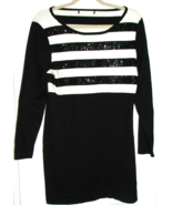 Style &amp; Co Womens Black White Striped Sweater Dress Embellishment Sequin... - $9.85