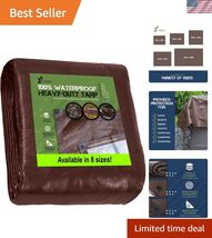 Tarp Cover Brown/Silver Heavy Duty Thick Material Water Proof Tear Proof... - $41.57