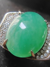 Icy Ice Light Green 100% Natural Burma Jadeite Jade Ring # Type A Jadeite # - £783.36 GBP