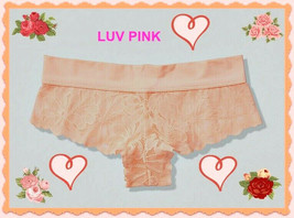 M L XL NEON PEACH Floral Lace PINK StretchWaist Victorias Secret Cheekst... - $10.99
