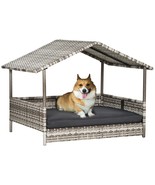 Cream Wicker Dog House with Canopy &amp; Cushion - $219.68 CAD