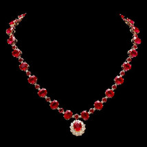 Ruby &amp; Natural Brilliant Cut Diamonds on 14k Yellow Gold Necklace - Gift Boxed!! - £10,101.54 GBP