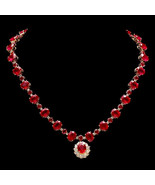 Ruby &amp; Natural Brilliant Cut Diamonds on 14k Yellow Gold Necklace - Gift... - $12,850.95