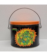 Vintage 1990 Teenage Mutant Ninja Turtles Black Orange Metal Bucket With... - $30.79 CAD