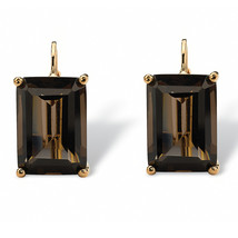 PalmBeach Jewelry Yellow Gold-Plated Genuine Smoky Quartz Drop Earrings - £30.68 GBP