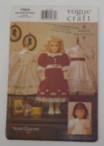 VOGUE CRAFT PATTERN #7163 18&quot; VOGUE DOLL COLLECTION HEIRLOOM CLOTHES UNC... - $9.99