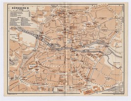 1910 Antique City Map Of Nuremberg / Nuernberg / Germany - £16.89 GBP