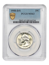1950-D/S 25C PCGS MS63 - £637.04 GBP