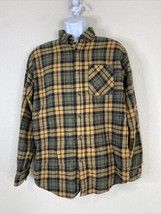 Magellan Men Size M Orange/Green Plaid Button Up Shirt Long Sleeve Pocket - $6.75