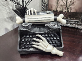 Halloween Skeleton Hand Spooky Typewriter Resin Prop Figurine Tabletop Decor 10&quot; - £35.60 GBP