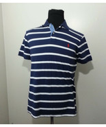 POLO Ralph Lauren Men Size M Polo Shirt Custom Fit Blue White Stripes (2... - £38.61 GBP