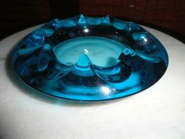 Adolph Matura Retro Sklo Onion , Czech ashtray light blue vintage glass 7" image 6