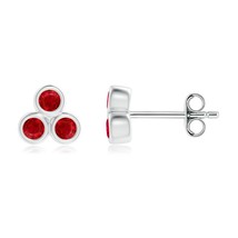 ANGARA Ruby Trio Cluster Stud Earrings in Sterling Silver (Grade-AAAA, 2mm) - $233.10