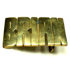 Vintage Belt Buckle BRIAN Mans Name Cut Spelled Out 3.3&quot; X 1.7&quot; Brass - £20.31 GBP